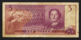 Nederlands Nieuw Guinea - 5 Gulden 1954 (Mev. 309 / P. 13a / PLNG2.3a) - F/VF