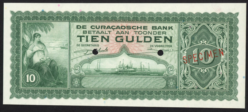 Curaçao - 10 Gulden 1943 Ships at sea SPECIMEN (P. 26s / PLNA13.2.s.a1) - Specim...