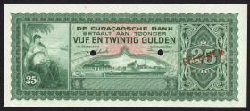 Curaçao - 25 Gulden 1943 view of Bonaire SPECIMEN (P. 27s / PLNA13.3.s.a1) - Specimen diagonally in red + 2 punchholes - a.UNC