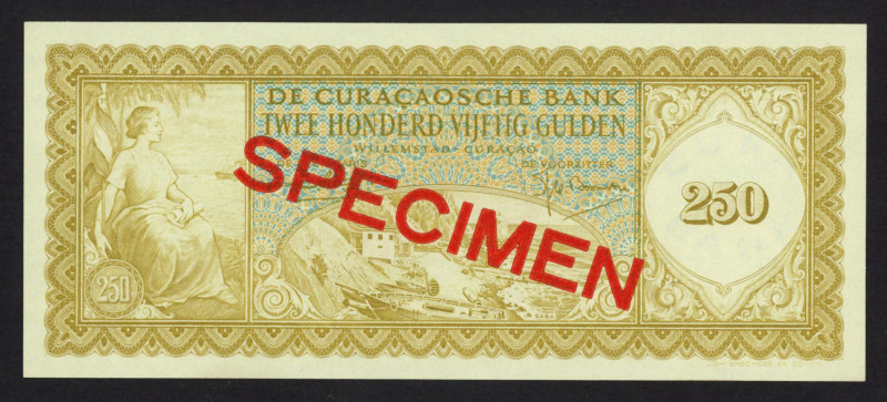 Curaçao - 250 Gulden 25.11.1954 Saba SPECIMEN (P. 43s / PLNA15.6sa) - ovpt. SPEC...