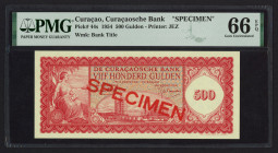 Curaçao - 500 Gulden 25.11.1954 Olieraffinaderij SPECIMEN (P. 44s / PLNA15.7sa) - ovpt. SPECIMEN diagonally in red on face and back + serie No. 012345...