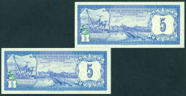 Nederlandse Antillen - 5 Gulden 23.12.1980 Curacao (P. 15a / PLNA17.1c) - UNC - Total 2 pcs.