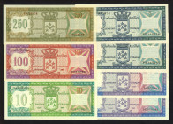 Nederlandse Antillen - 5 gulden 1.6.1972 (P. 8b 2x) aUNC, 5 gulden 1.6.1984 (P. 15b 2x) UNC, 10 gulden 1.6.1984 (P. 16b) UNC, 100 gulden 9.12.1981 (P....