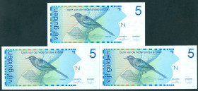 Nederlandse Antillen - 5 Gulden 1986 Troepiaal Replacement (P. 22a / PLNA19.1a.R) - serie 0001 - Total 3 pcs. - UNC