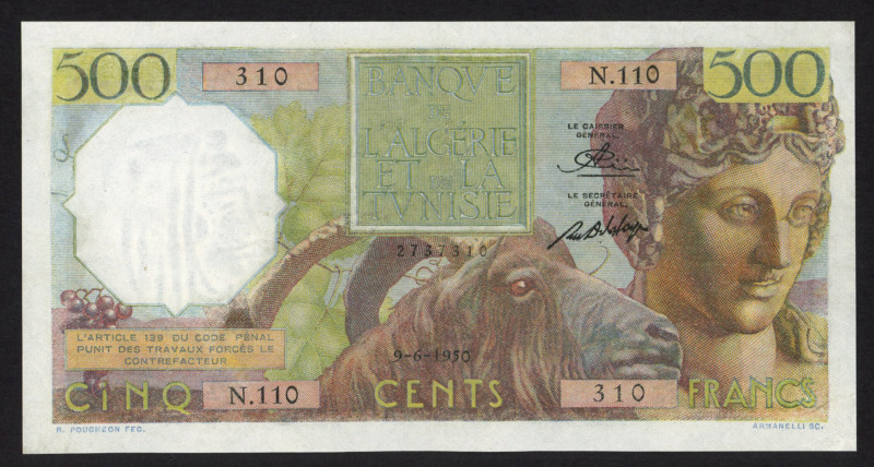 Algeria - 500 Francs 9.6.1950 Ram and Bachus (P. 106) - VF