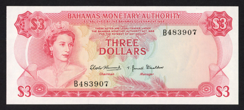 Bahamas - ½ Dollar L.1965 Elizabeth II (P. 17a) - 2 signatures - UNC + 1 Dollar ...