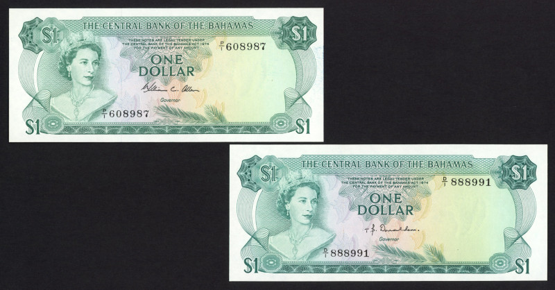 Bahamas - Central Bank - 1 Dollar L.1974 Queen Elizabeth II (P. 35a, 35b) - sign...