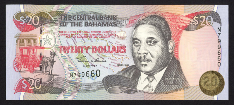 Bahamas - Central Bank - 20 Dollars 2000 Milo Butler (P. 65A) - UNC