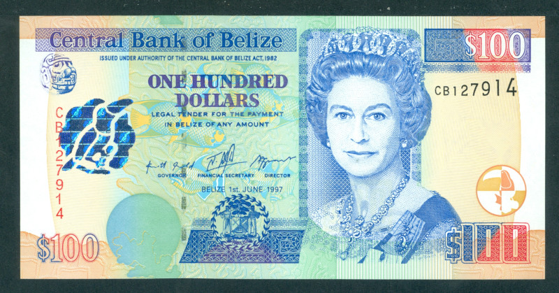 Belize - 100 Dollars 1.6.1997 Queen Elizabeth II (P. 65) - UNC