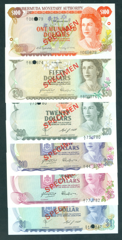 Bermuda - 1 Dollar 1.5.1984 (P. 28s), 5 Dollars 1.4.1978 (P. 29s), 10 Dollars 1....