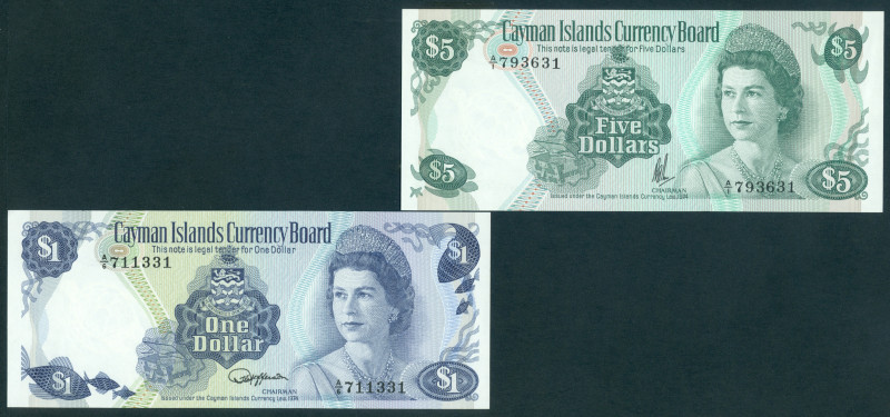 Cayman Islands - 1 Dollar L.1974 (1985) Elizabeth II (P. 5a) - prefix A/6 - UNC ...