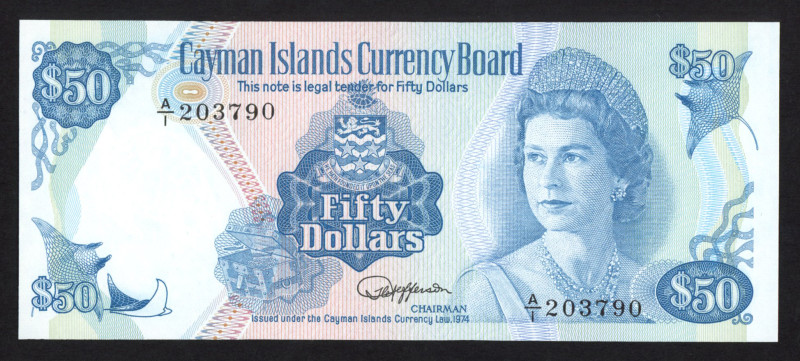 Cayman Islands - 50 Dollars L. 1974 (1987) Queen Elizabeth II (P. 10a) - a.UNC