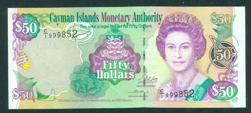 Cayman Islands - 50 Dollars 2003 signature titles: Financial Secretary & Managin...