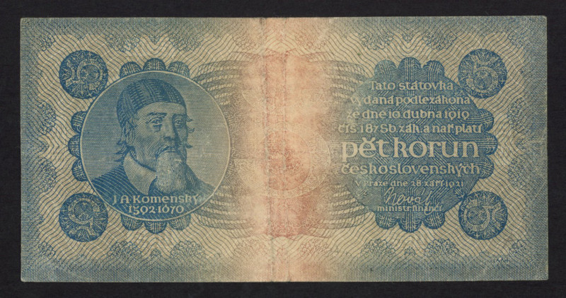 Czechoslovakia - 5 Korun 1921 (P. 15) - F/aVF