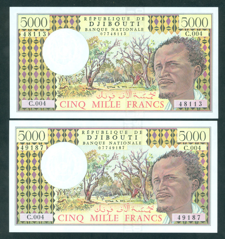 Djibouti - 5.000 Francs ND (1979) Man + forest (P. 38d) - fluorescent security s...