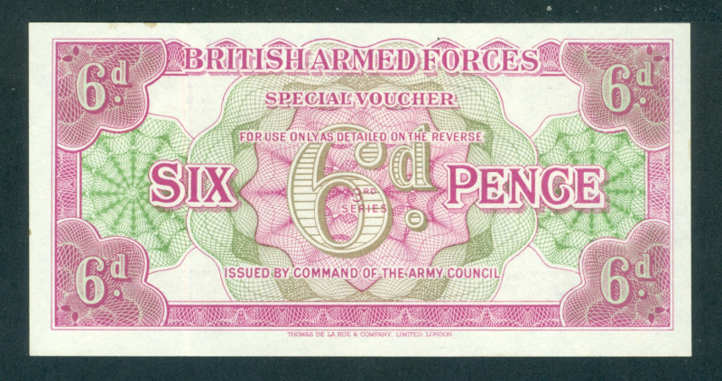 England - 6 Pence ND (1956) British Armed Forces (P. M25) Rare - UNC - minor sta...