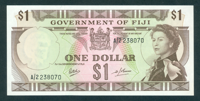 Fiji - 1 Dollar ND (1969) Queen Elizabeth II (P. 59a) - sign. Ritchie and Barnes...