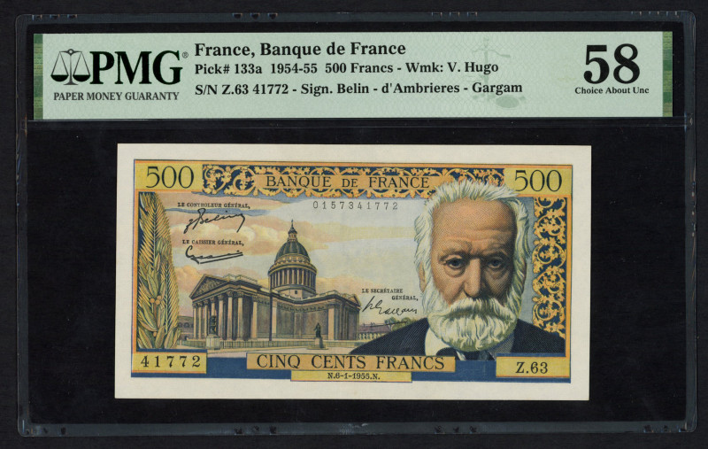 France - 5 Francs 6.1.1955 Victor Hugo (P. 133a) - PMG 58 Choice About UNC