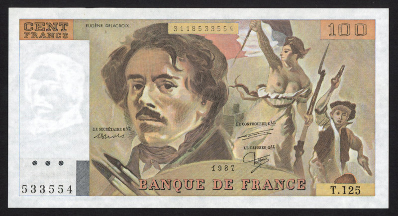 France - 100 Francs 1987 Eugene Delacroix (P. 154c) - consecutive nrs. - Total 1...