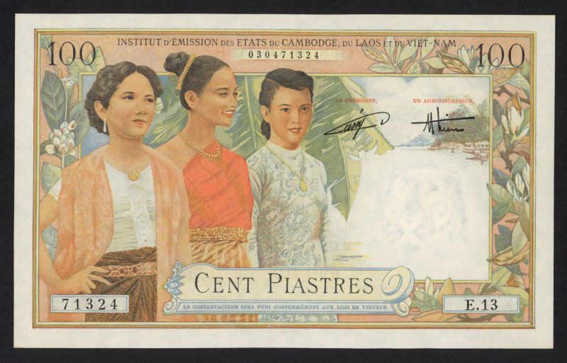 French Indo-China - Vietnam - 100 Piastres = 100 Dong ND (1954) Women (P. 108) -...