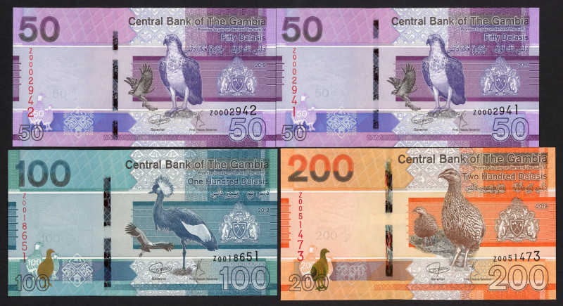 Gambia - 50 (2), 100 + 200 Dalasis ND (2019) Replacements (P. 40-42) - Total 4 p...