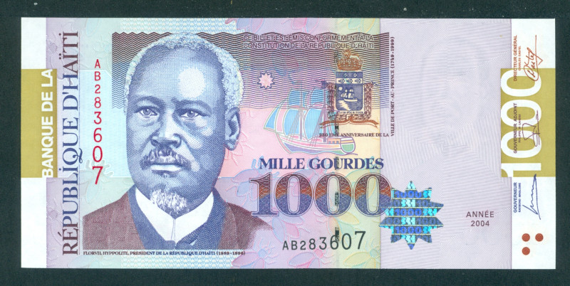 Haiti - 1000 Gourdes 2004 Florvil Hypollite at left (P. 278b) UNC.