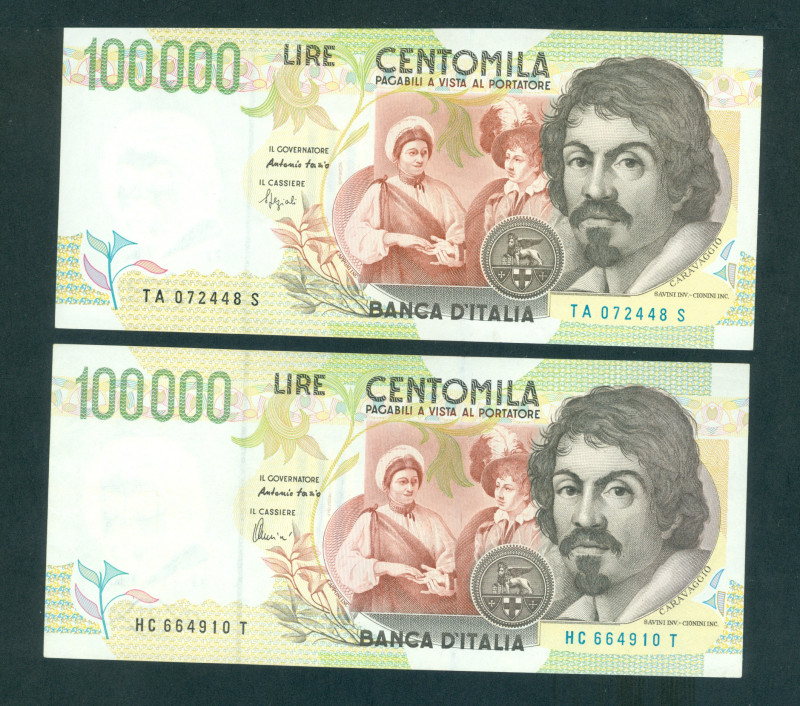 Italy - 100.000 Lire (1994) (P. 117a - 117b) - Total 2 pcs. - pressed - XF.