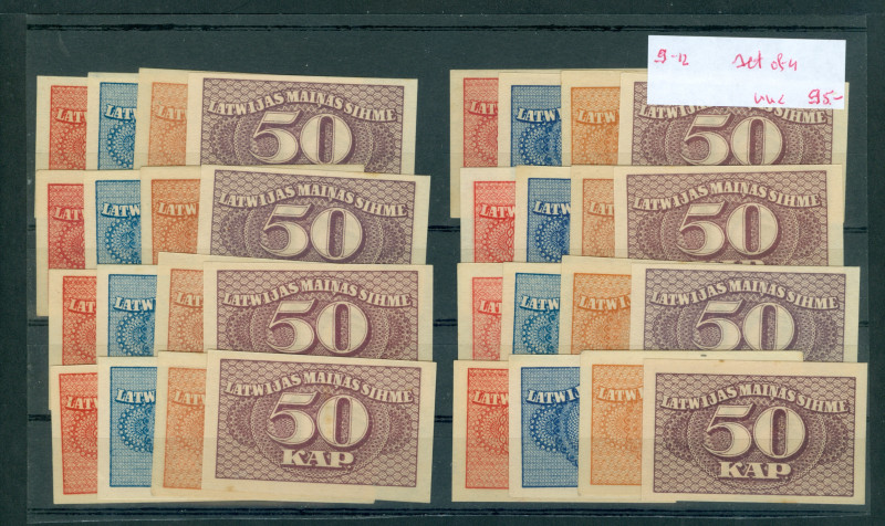 Latvia - 5 - 10 - 25 - 50 Kapeikas ND (1920) Small Exchange Notes (P. 9 - 10 - 1...