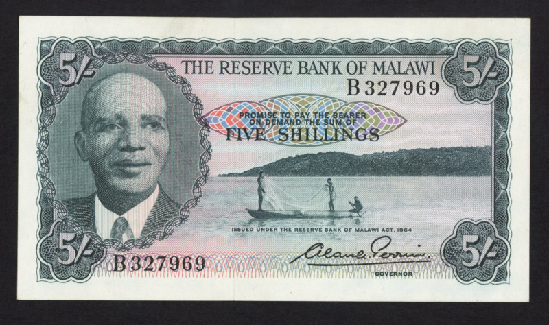 Malawi - 5 Shillings L.1964 Pres. Banda + fishermen (P. 1) - UNC