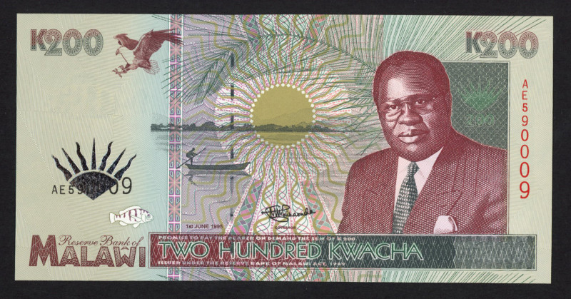 Malawi - 200 Kwacha 1.6.1995 Pres. Muluzi / Elephants (P. 35) - UNC