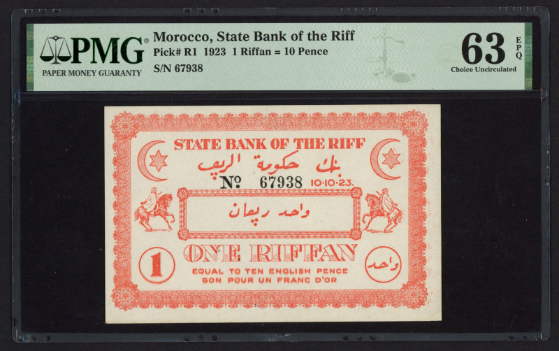 Morocco - State Bank of the Riff - 1 Riffan = 10 Pence 10.10.1923 (P. R1) - issu...