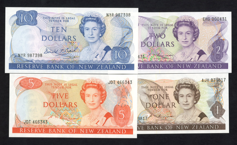 New Zealand - 1 + 2 + 5 + 10 Dollars ND (1985-1989) Elizabeth II (P. 169b-170b-1...