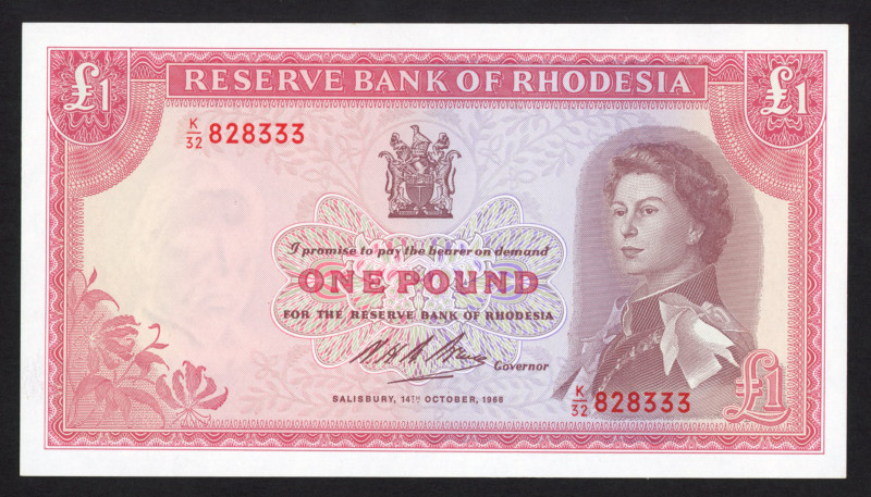 Rhodesia - 1 Pound 14.10.1968 Queen Elizabeth II (P. 28d) - a.UNC