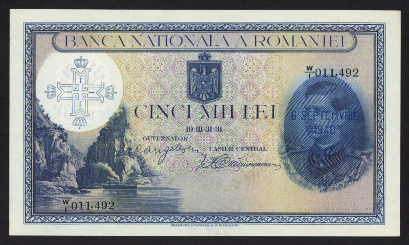 Romania - 5000 Lei 6.9.1940 (old date 31.3.1931) - coronation king Michael I (P....