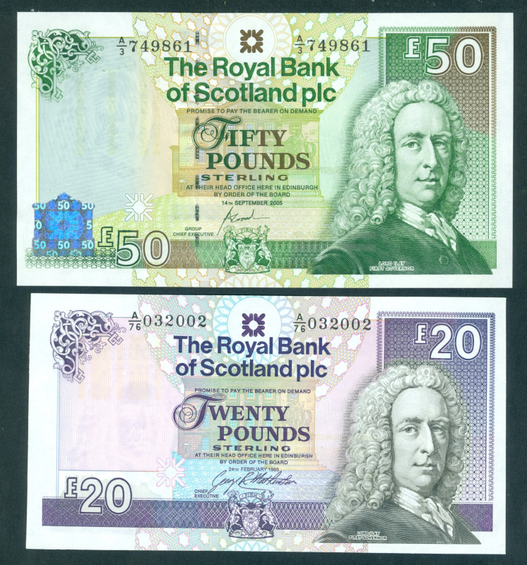 Scotland - 20 Pounds 24.2.1993 Lord Ilay at right/Brodick Castle (P. 354b), 50 P...