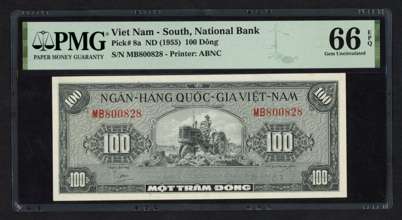 South Vietnam - South Vietnam 100 Dong ND (1955) Farmer with tractor (P. 8a) - P...