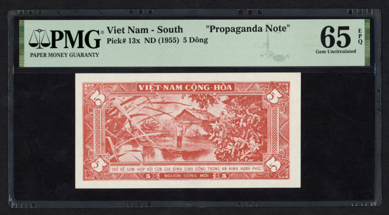 South Vietnam - South Vietnam 5 Dong ND (1955) Propaganda Note (P. 13x) - PMG 65...