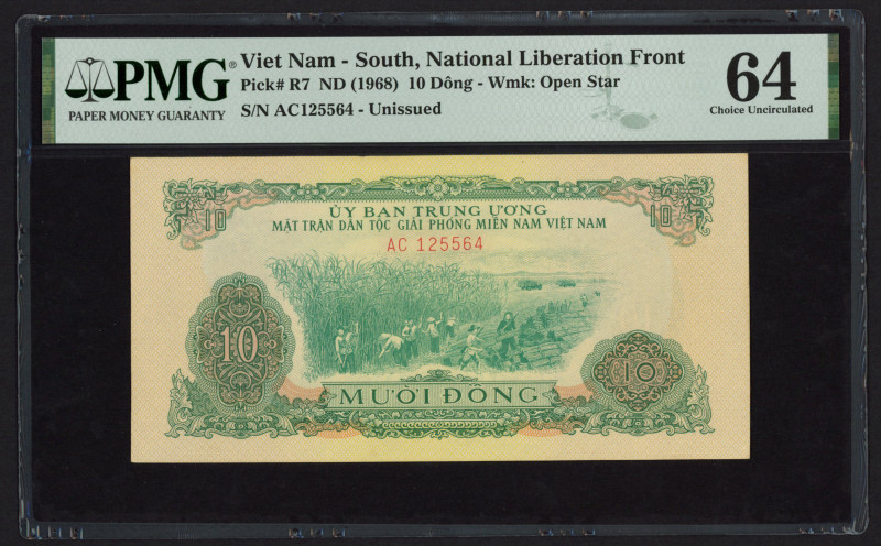 South Vietnam - Regional - 10 Dong ND (1968) wmk. Open star (P. R7) - PMG 64 Cho...