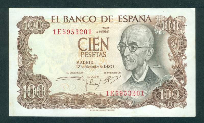 Spain - 100 Pesetas 1970 Manuel de Falla (P. 152a) - Bundle of 100 pcs. - UNC