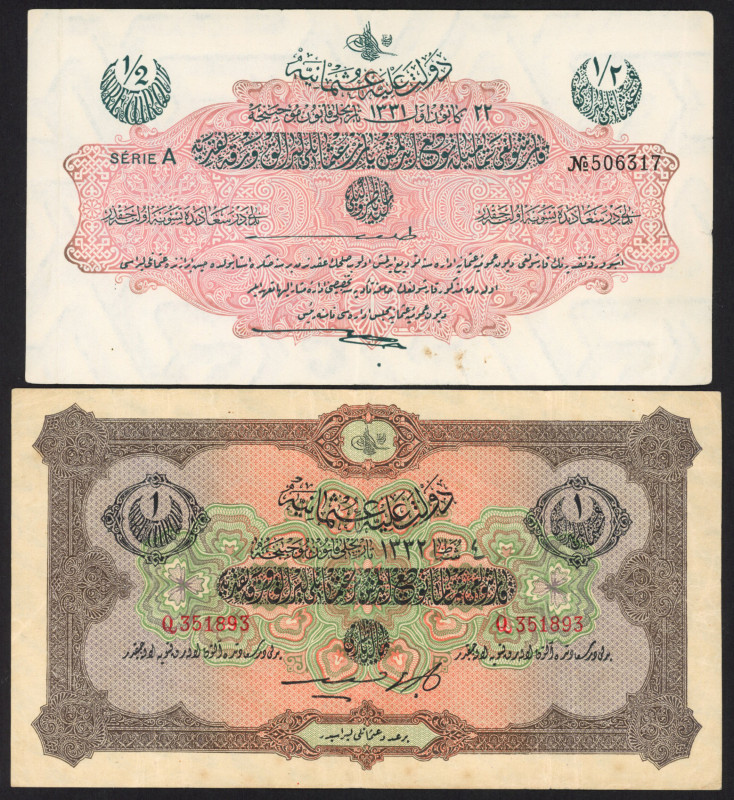 Turkey - Ottoman Empire - ½ Livre AH1331 (P. 82) + 1 Livre AH1332 (P. 99a) - Tot...