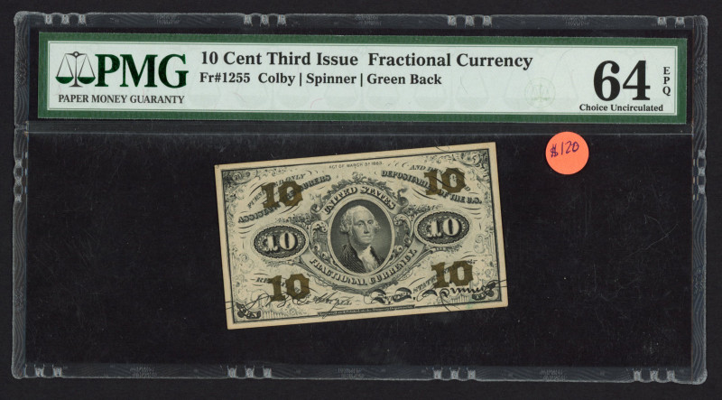 USA - Fractional Currency - Fr. 1255 10¢ Third Issue PMG Choice Uncirculated 64 ...