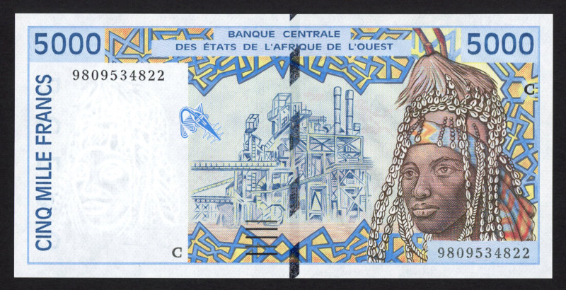 West African States - Burkina Faso - 5000 Francs 1998 (P. 313Cg) - UNC