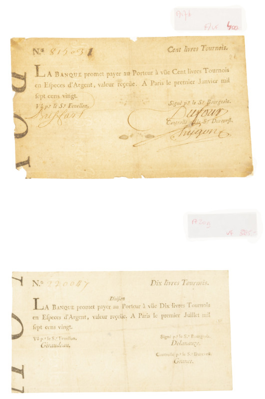 France - France - Collection French Assignats 1720-1793 among which 10 + 100 Liv...