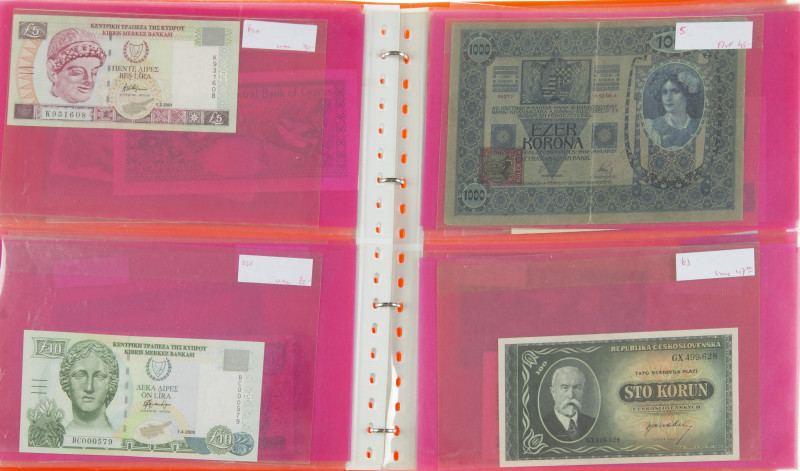 World - Album with nice collection (ca 50 pcs) of higher denomination Worldbankn...