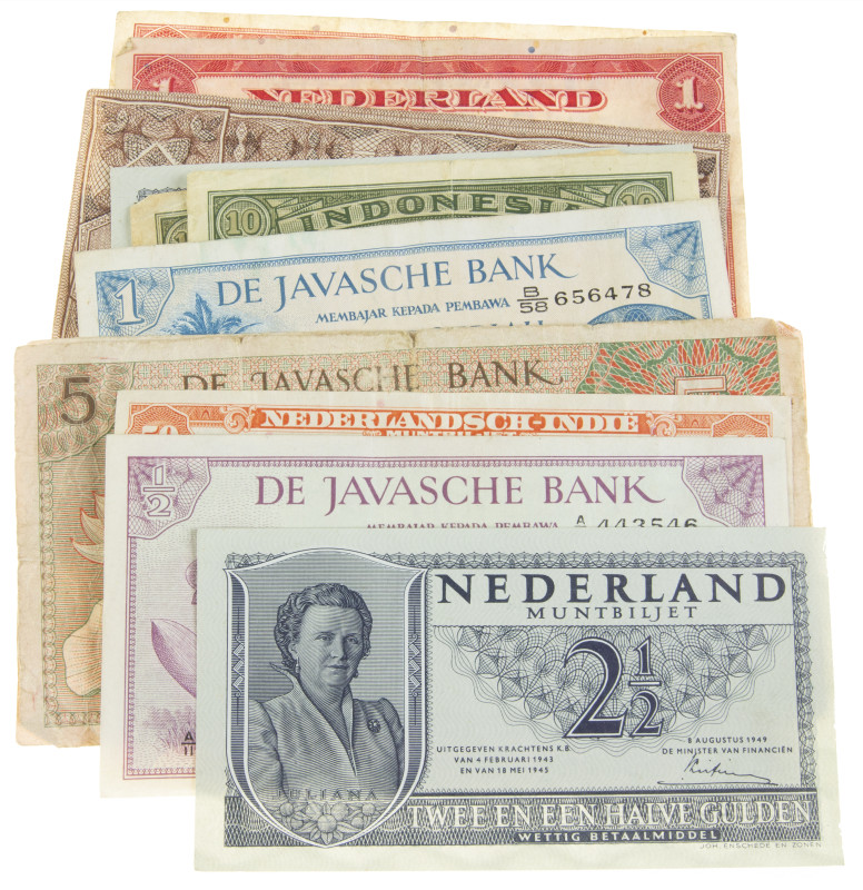 Dutch Indies / Indonesia - Small lot banknotes Neth. East Indies, Indonesia + Ne...