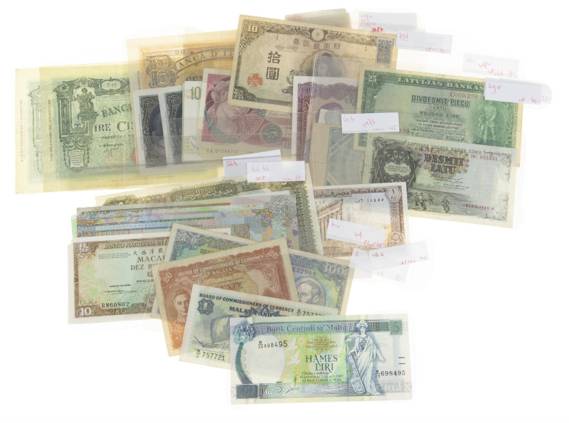 World - Collection of better higher value "I - J - K - L - M" country banknotes ...