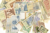World - Small box world banknotes including Qatar, Morocco, Luxembourg, Germany, Indonesia, etc.