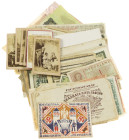 World - Small box banknotes world including German inflation period, Stoffgeld, Russia, Poland, etc.