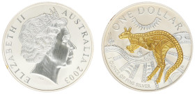Australia - Elizabeth II (1952-2022) - Dollar 2003 - Kangaroo (KM798a) - Obv: Crowned head right / Rev: Aboriginal-style kangaroo design - silver, gol...
