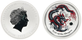 Australia - Elizabeth II (1952-2022) - Lunar Year - Dollar 2012 - Year of the Dragon (KM1664.4) - Obv: Crowned head right / Rev: Black Dragon with rd ...